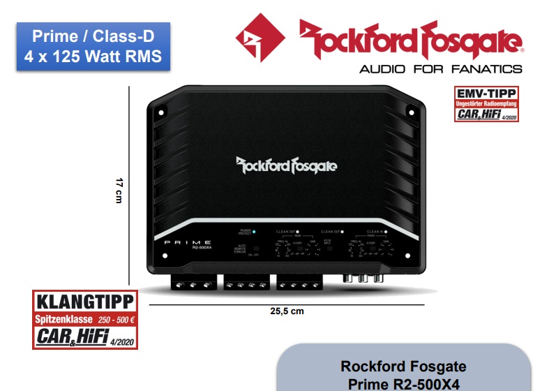 Rockford Fosgate R2500X4 Prime R2Series 4Kanal digital Verstärker
